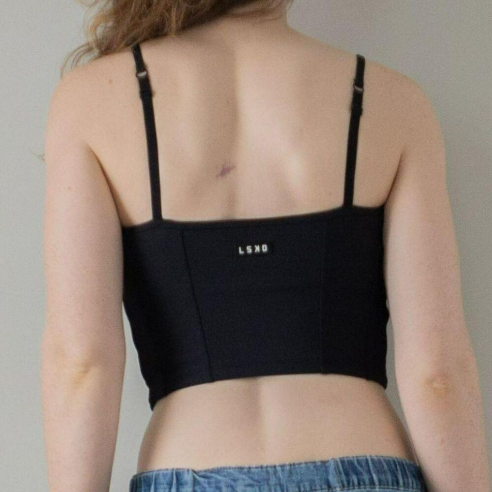LSKD Black Padded Sports Bra Women's Workout Athleisure Yoga Pilates Crop Top